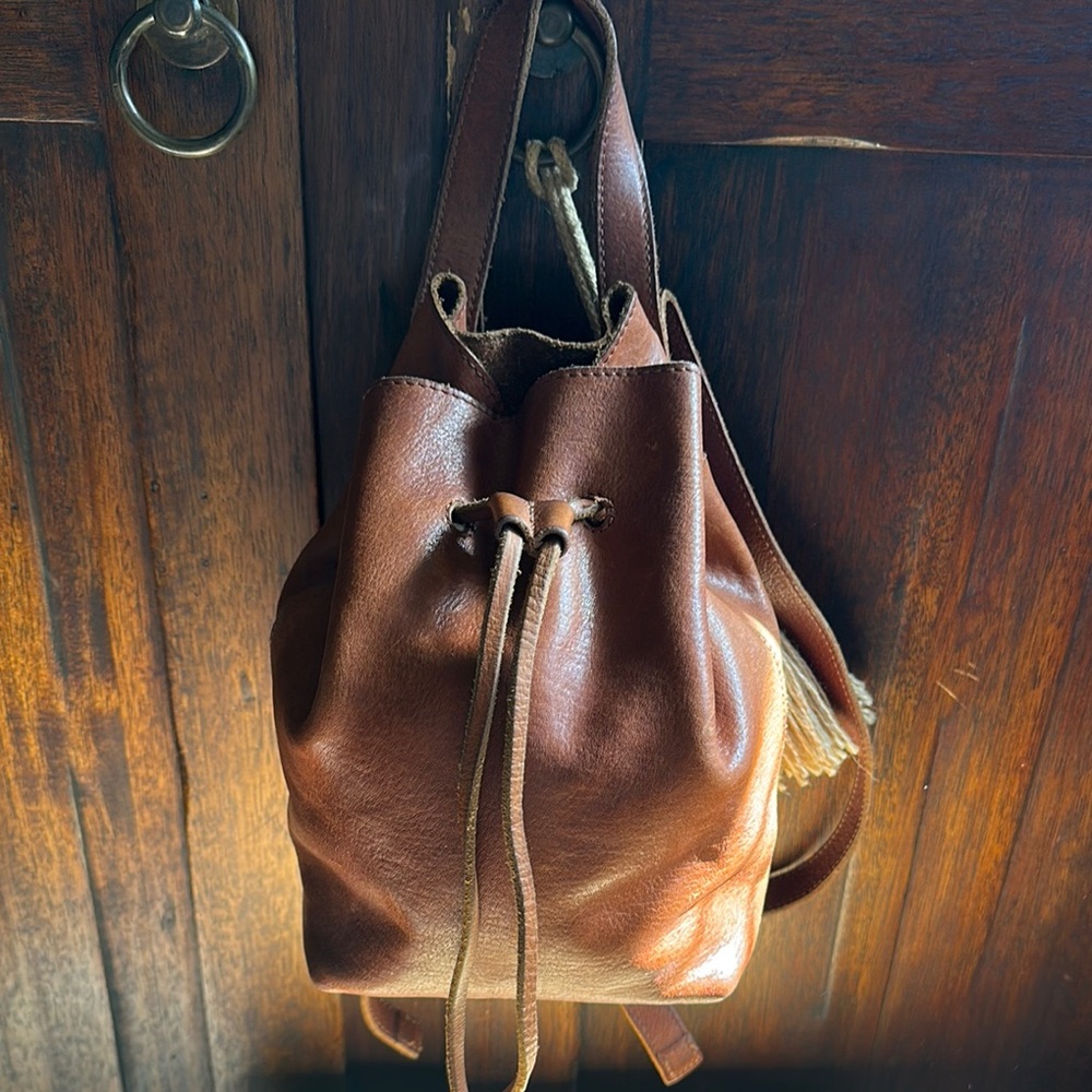 Madewell Brown Leather Drawstring Bag/backpack